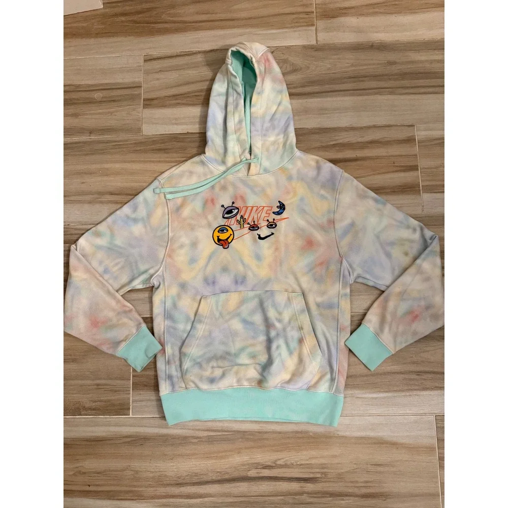 Nike Sportswear Tie Dye Alien‎ Graphic Hoodie Mens Small Multi Color Pullover